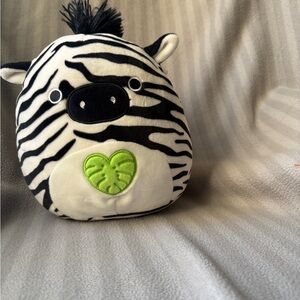 Squishmellow Zebra Plush Toy with Green Heart